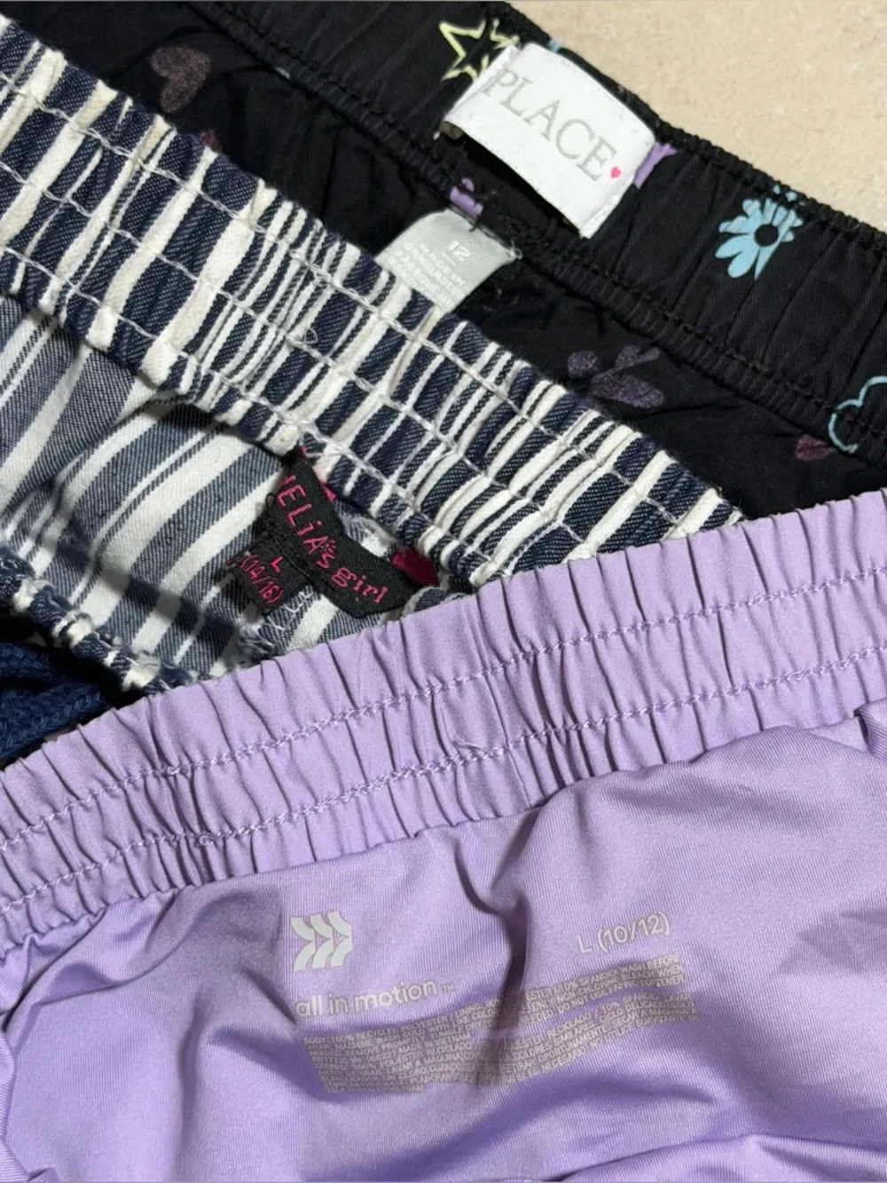 All in Motion, Children’s Place‎ Kids Shorts Black/Floral/Stripe Casual Summer L